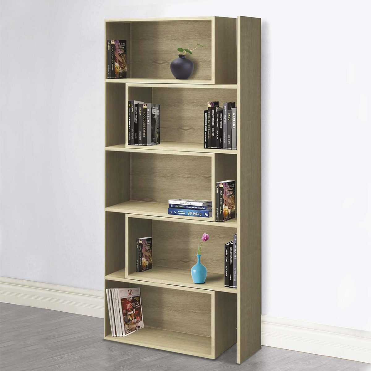 Art.CR16 Bibliothèque extensible 5 à 10 compartiments en bois 181H cm