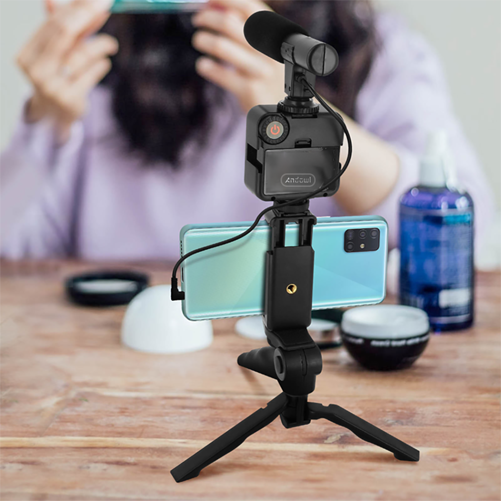 116317 Kitvidéo direct mini trépied avec microphone et lumière avec télécommande