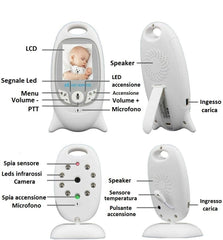 Babyphone sans fil 1479 Haut-parleur température vision nocturne musique