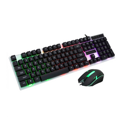 666422 Clavier souris USB RGB Gaming pour ordinateur LED arc-enciel rétroéclairé