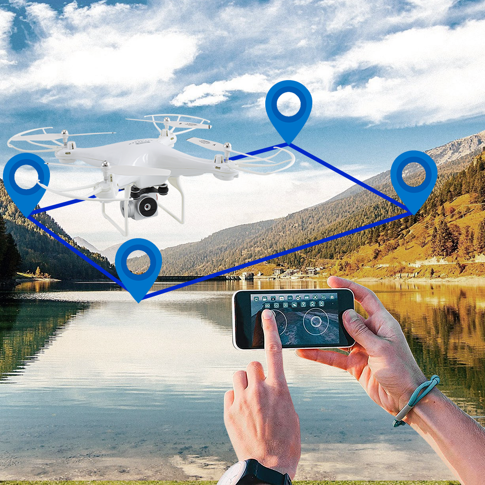 Mini drone avec caméra HD 1080P Drone quadrirotor télécommandé 33x11x33cm