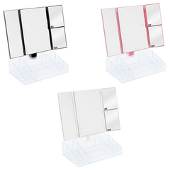 945126 Miroir rotatif avec lumières LED tactiles et organiseur de compartiments