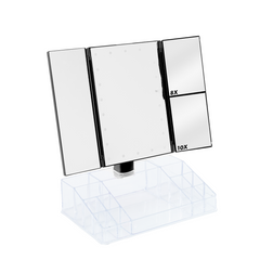 945126 Miroir rotatif avec lumières LED tactiles et organiseur de compartiments