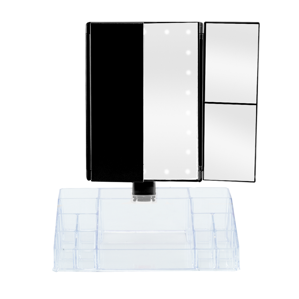 945126 Miroir rotatif avec lumières LED tactiles et organiseur de compartiments