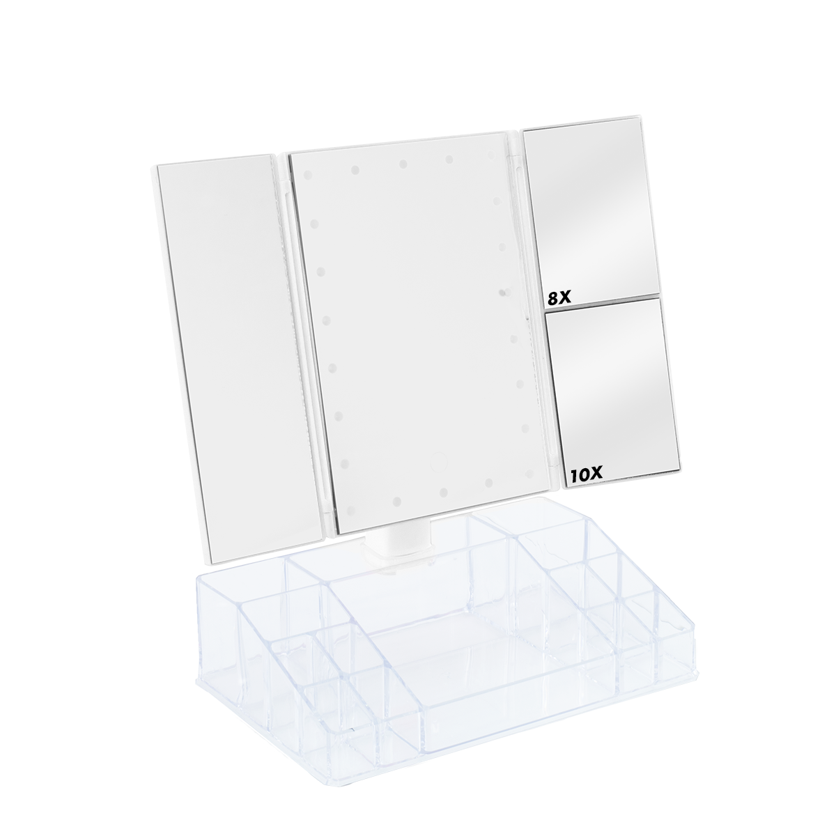 945126 Miroir rotatif avec lumières LED tactiles et organiseur de compartiments