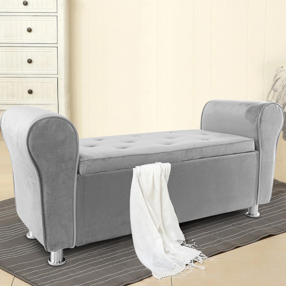 Banc coffre effet velours à paillettes 120x39x55 cm gain de place