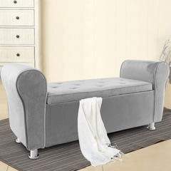 Banc coffre effet velours à paillettes 120x39x55 cm gain de place