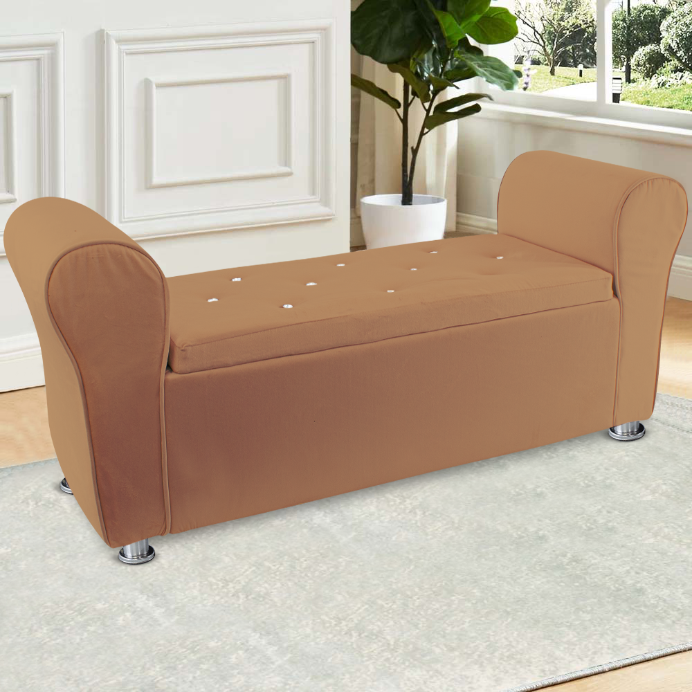 Banc coffre effet velours à paillettes 120x39x55 cm gain de place