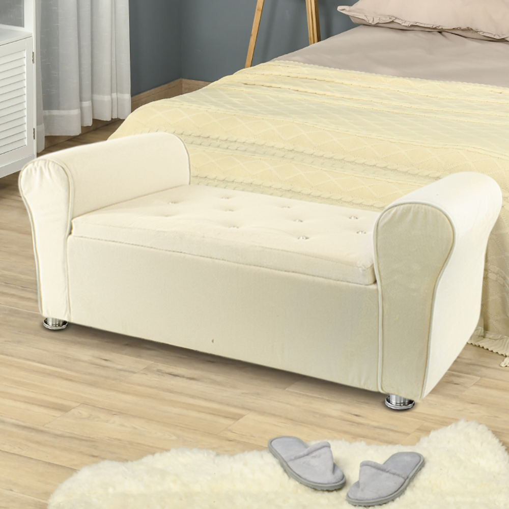 Banc coffre effet velours à paillettes 120x39x55 cm gain de place