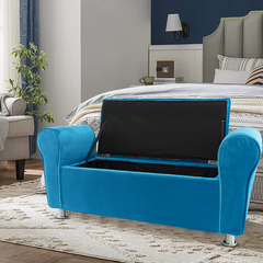 Banc coffre effet velours à paillettes 120x39x55 cm gain de place
