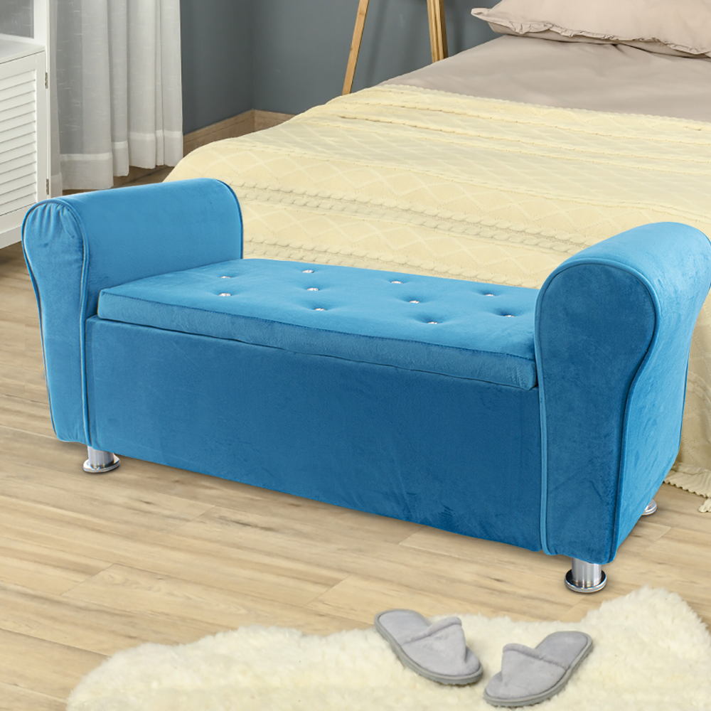 Banc coffre effet velours à paillettes 120x39x55 cm gain de place