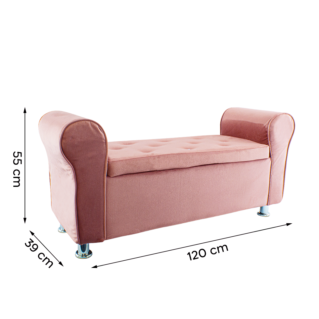 Banc coffre effet velours à paillettes 120x39x55 cm gain de place