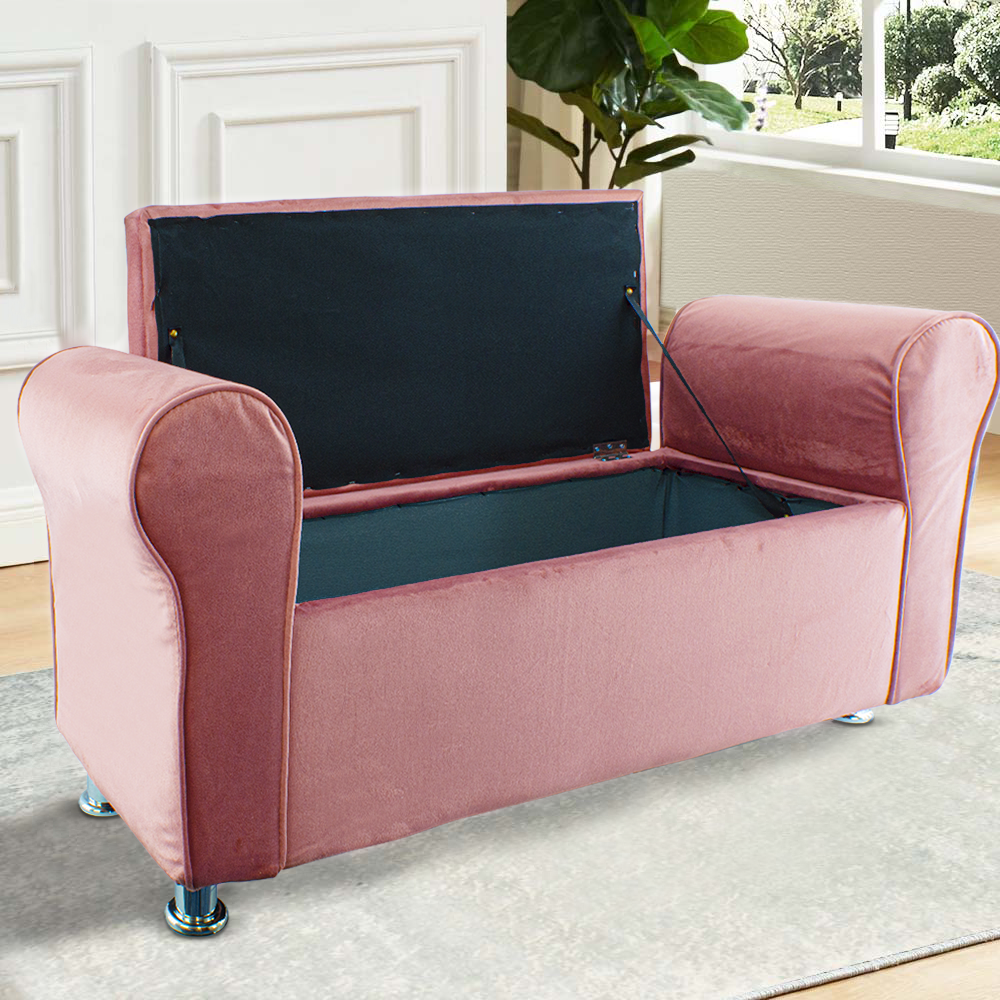 Banc coffre effet velours à paillettes 120x39x55 cm gain de place