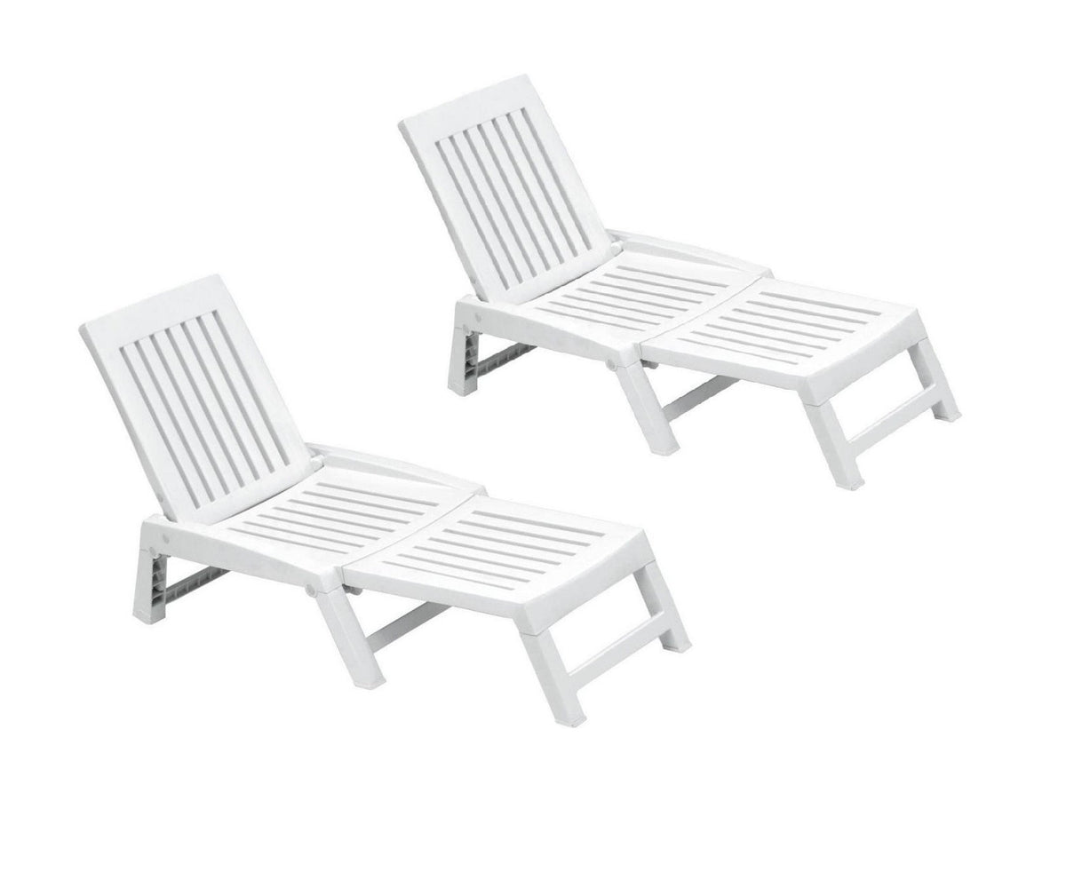 Set 2 pcs ORFEO chaise longue en résine blanche 177x61x85cm Mobilier de jardin