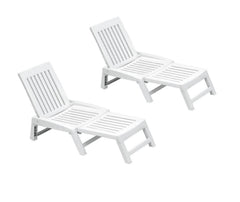 Set 2 pcs ORFEO chaise longue en résine blanche 177x61x85cm Mobilier de jardin