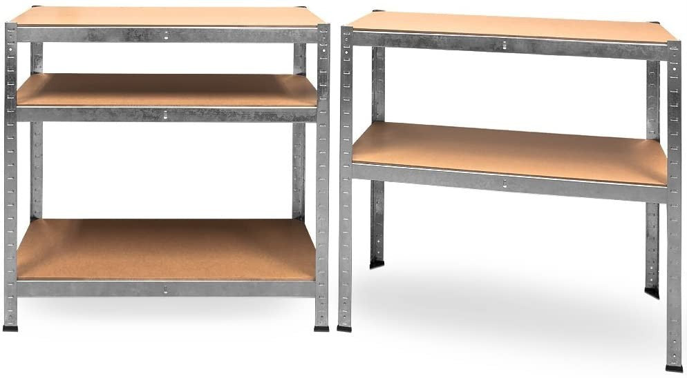 Lot de 2 Etagères Grande Capacité 875Kg 5 Etagères Modulaires MDF H180xL90xP40cm