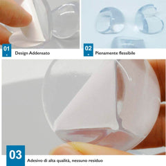 256527 Coins 4 unités adhésif double face en matière plastique transparente
