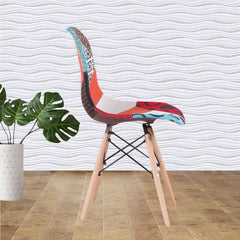 Lot de 4 chaises Fantasy en tissu patchwork 48x54x85cm avec pieds en bois