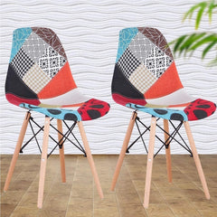 Lot de 4 chaises Fantasy en tissu patchwork 48x54x85cm avec pieds en bois