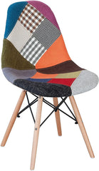 Lot de 4 chaises Fantasy en tissu patchwork 48x54x85cm avec pieds en bois