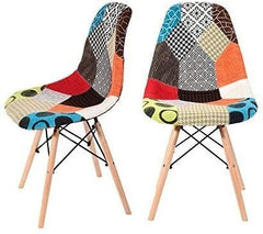 Lot de 4 chaises Fantasy en tissu patchwork 48x54x85cm avec pieds en bois