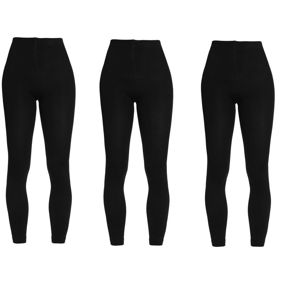 Lot de 3 leggings noirs opaques avec doublure polaire 380 Den Taille Unique