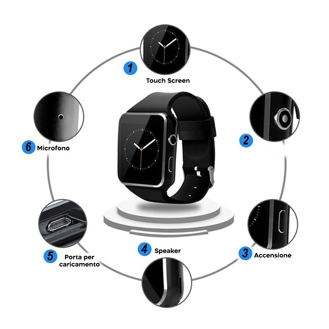 Smartwatch écran rectangulaire 000101 Notifications caméra de montre fitness APP