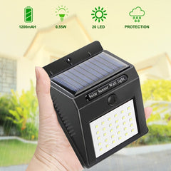 4 pièces Projecteur, recharge solaire et capteur de mouvement SMD 20 LED 1200mah