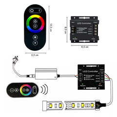 Contrôleur sans fil 12V Unité contrôle RGB avec commande tactile pour bande LED
