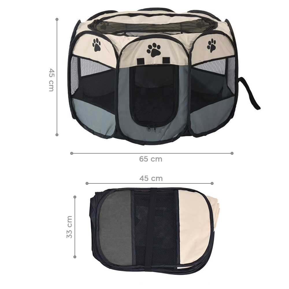 Box Tente pour Chiens Enclos pour Petits Animaux Pop-Up Beige 65x65cm