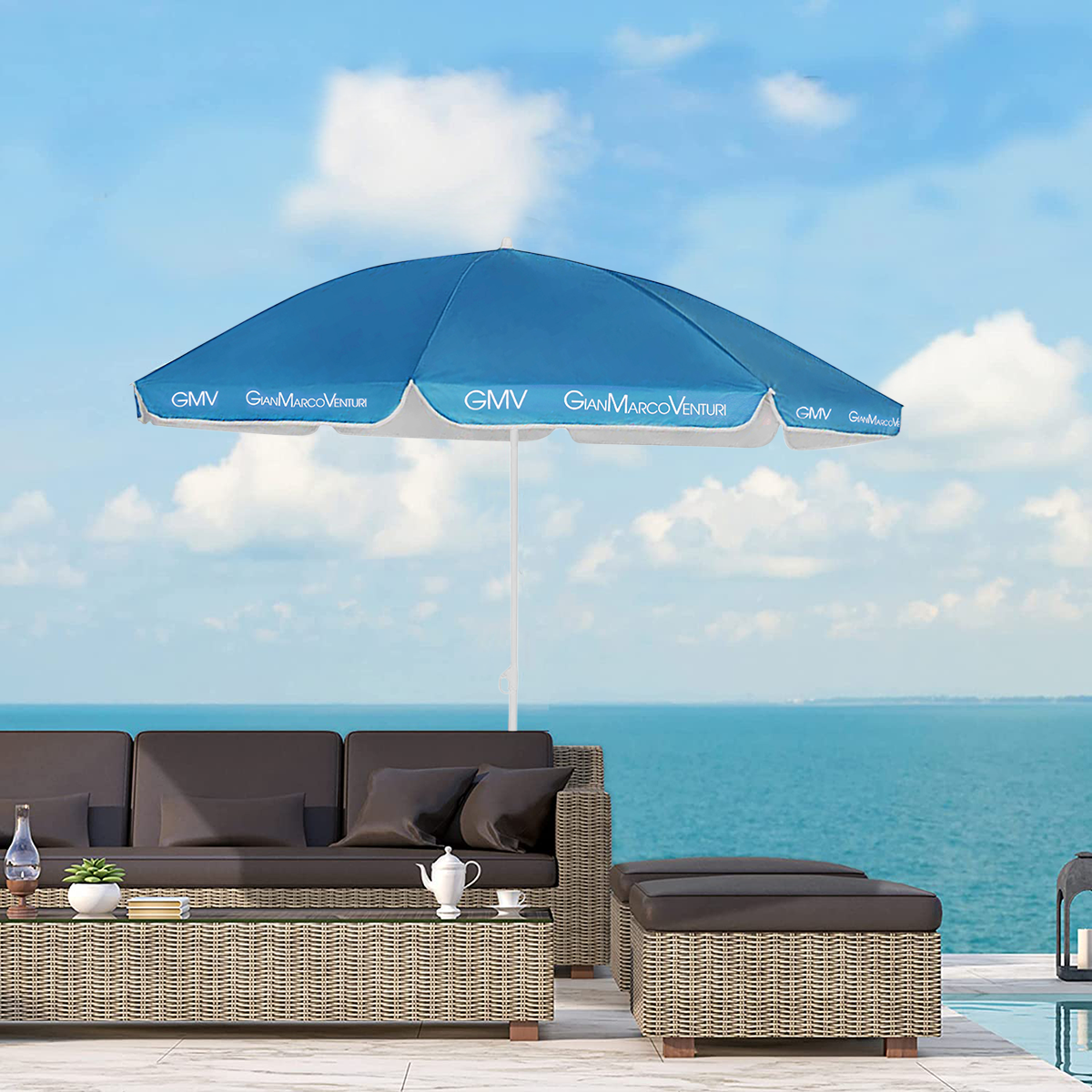 Parasol de plage Gian Marco Venturi 543702 avec mât central 180 cm