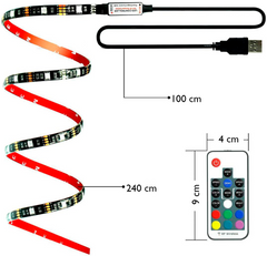 Bande lumineuse TV LED USB RVB avec télécommande pour rétroéclairage