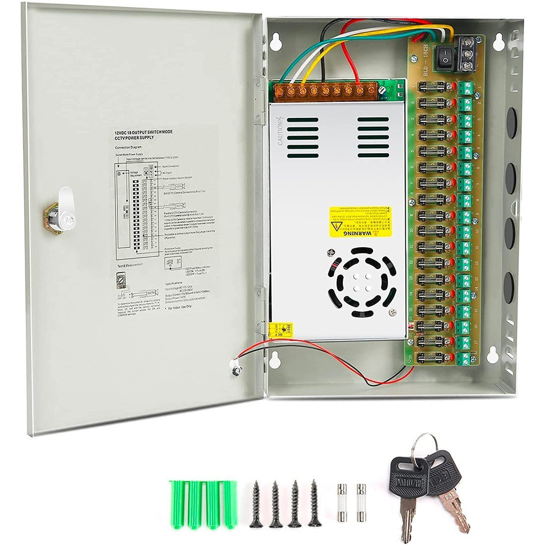 216043 Alimentation stabilisée en coffret 12V 25A 8CH Switching Power Box