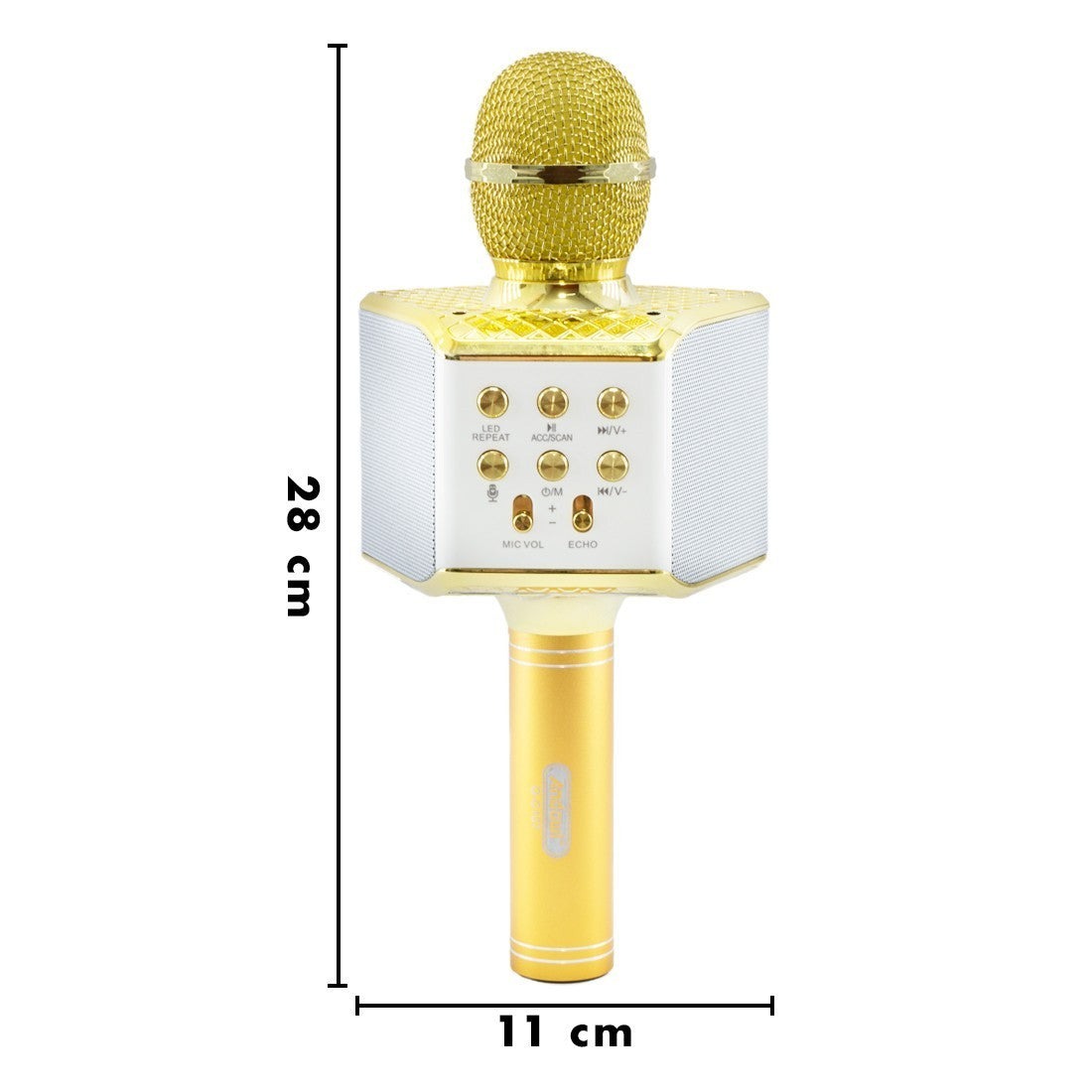 Microphone karaoké sans fil lumière LED Q-C107 Records chante et joue de musique