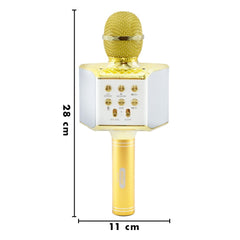 Microphone karaoké sans fil lumière LED Q-C107 Records chante et joue de musique