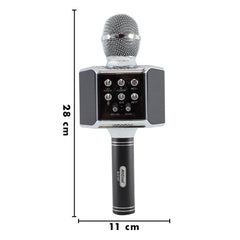 Microphone karaoké sans fil lumière LED Q-C107 Records chante et joue de musique