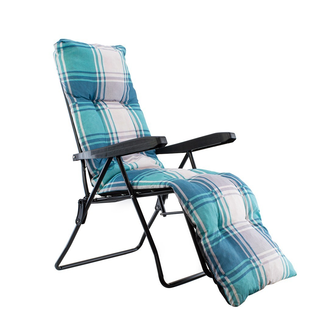 Chaise longue pliante ensoleillée avec dossier rembourré réglable repose-pieds