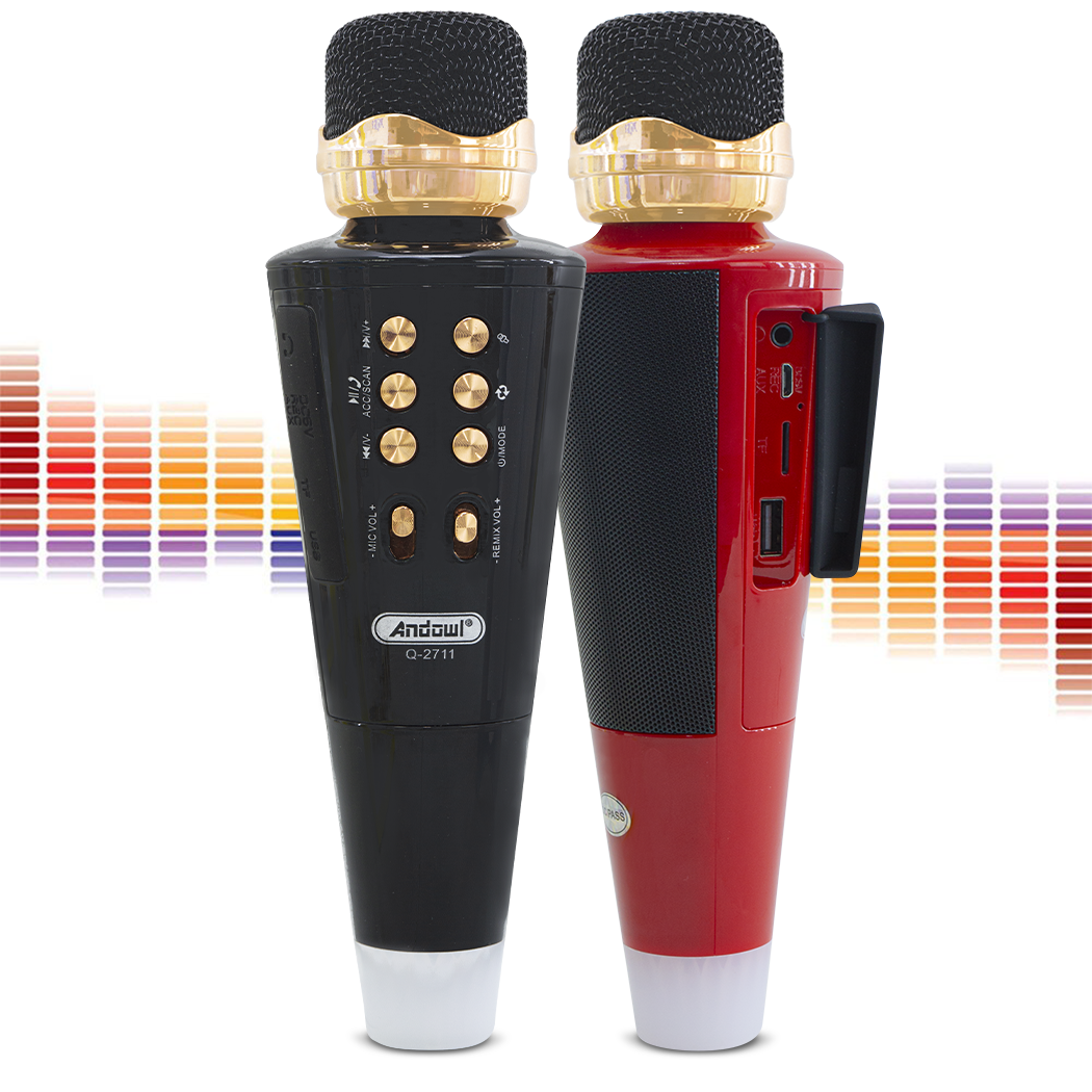 Q-2711 Microphone de karaoké sans fil Bluetooth et haut-parleur de musique USB