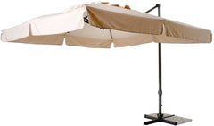 Parasol rectangulaire RIMINI 3x4m coloris écru avec mât rétractable décentralisé