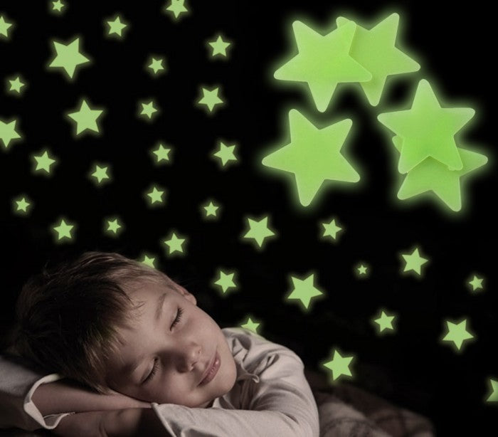 Pack de 24 pièces - étoiles, planètes et lune - adhésifs fluorescent -Decoration