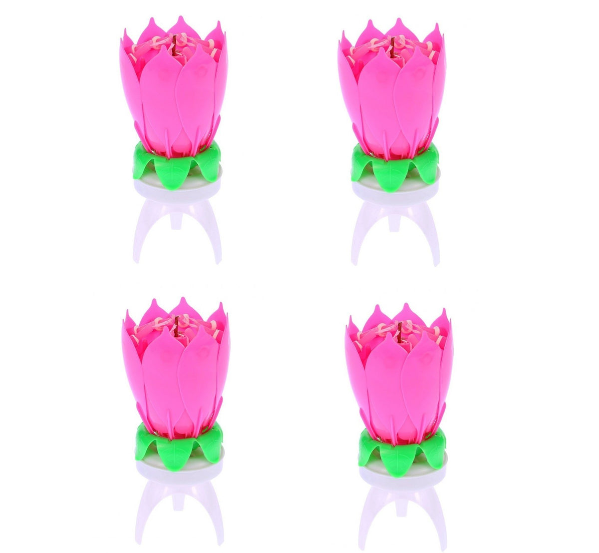 54544 Bougie musicale 4 pz en forme fleur avec effets sonores et rotatif ROSE