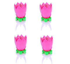54544 Bougie musicale 4 pz en forme fleur avec effets sonores et rotatif ROSE