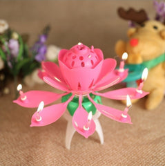 54544 Bougie musicale 4 pz en forme fleur avec effets sonores et rotatif ROSE