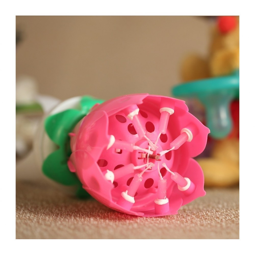 54544 Bougie musicale 4 pz en forme fleur avec effets sonores et rotatif ROSE