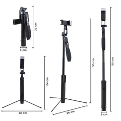 Mini trépied pour téléphone ou caméra vidéo 360° avec lumière LED