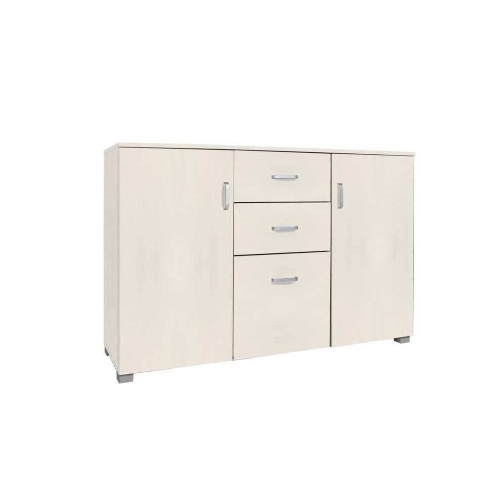 Buffet en bois avec 2 portes et 3 tiroirs 120x40x82cm pour salon et cuisine