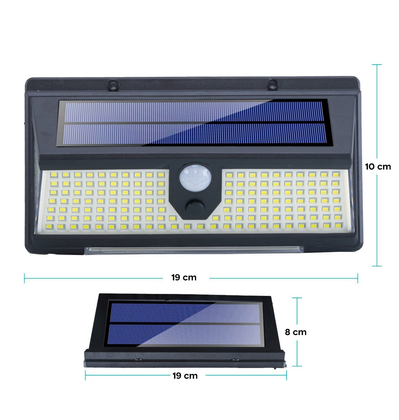 Lampe d'extérieur LED blanche avec panneau solaire et détecteur de mouvement