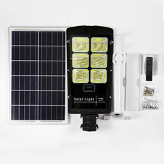 Lampadaire avec panneau solaire 6 LED 500 W avec support et télécommande