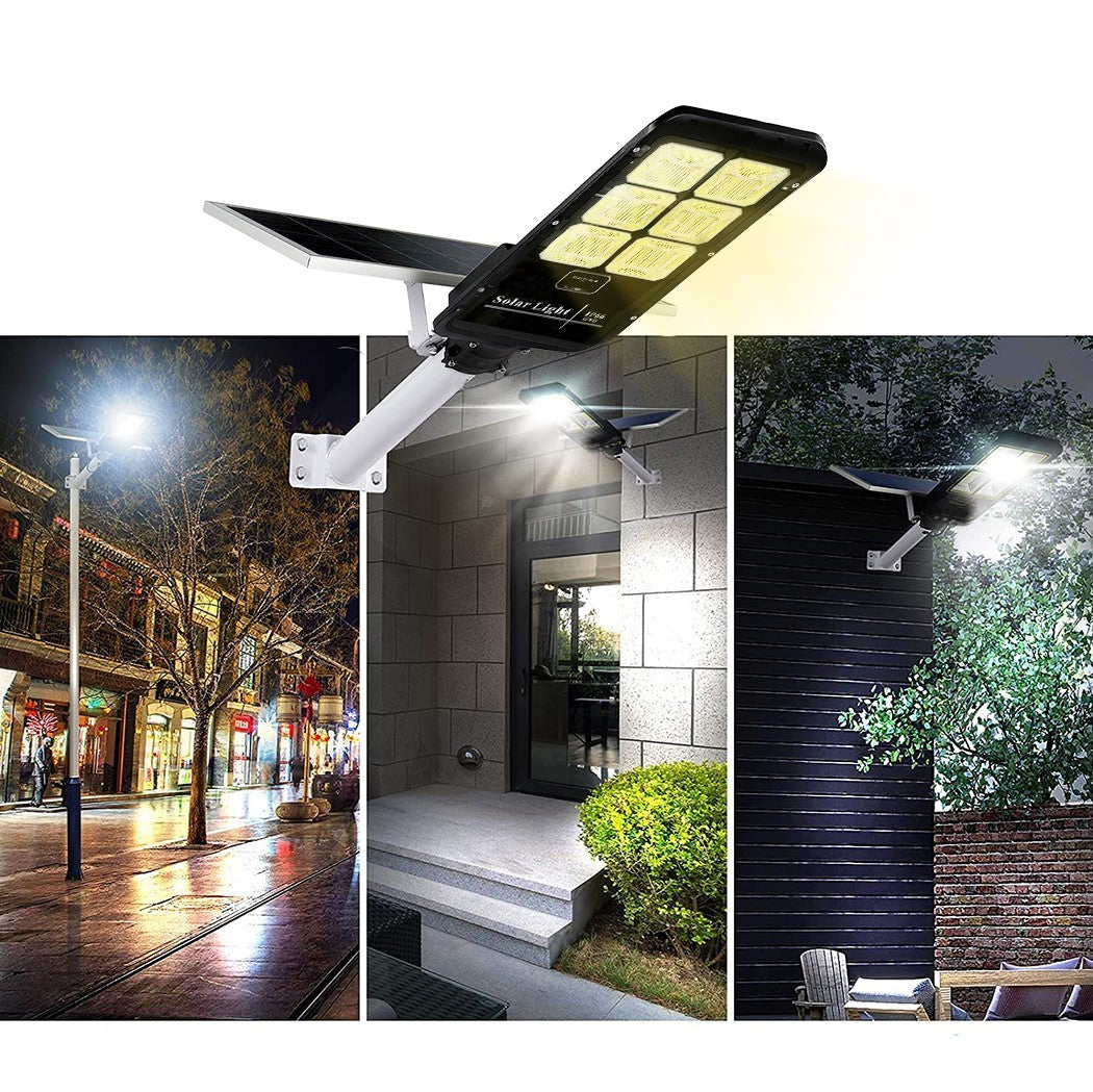 Lampadaire avec panneau solaire 6 LED 500 W avec support et télécommande