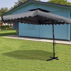 Parasol de jardin décentralisé tissu imperméable 2,5 m mât métallique 2,3 m
